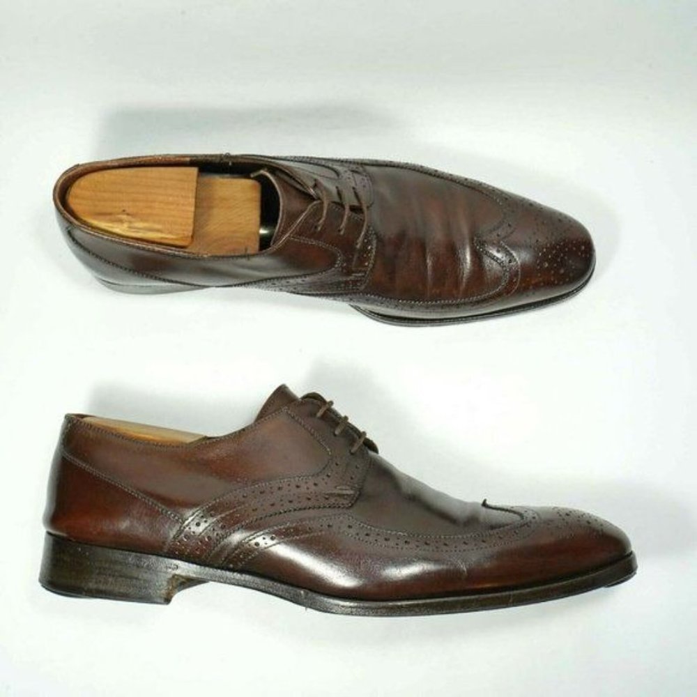 SALVATORE FERRAGAMO Lavorazione Mens 10.5 Brown Italian Designer Dress Oxfords - Picture 13 of 16